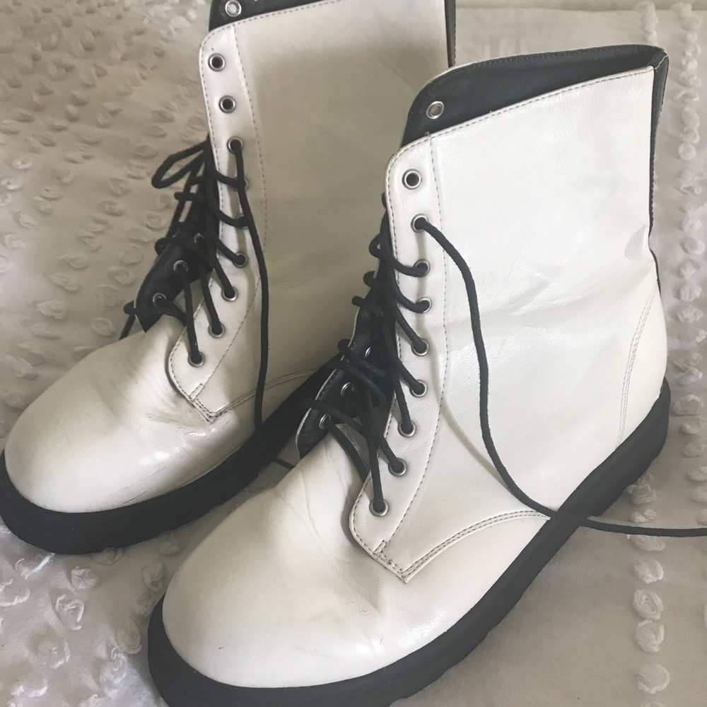 Forever 21 White Combat Boots